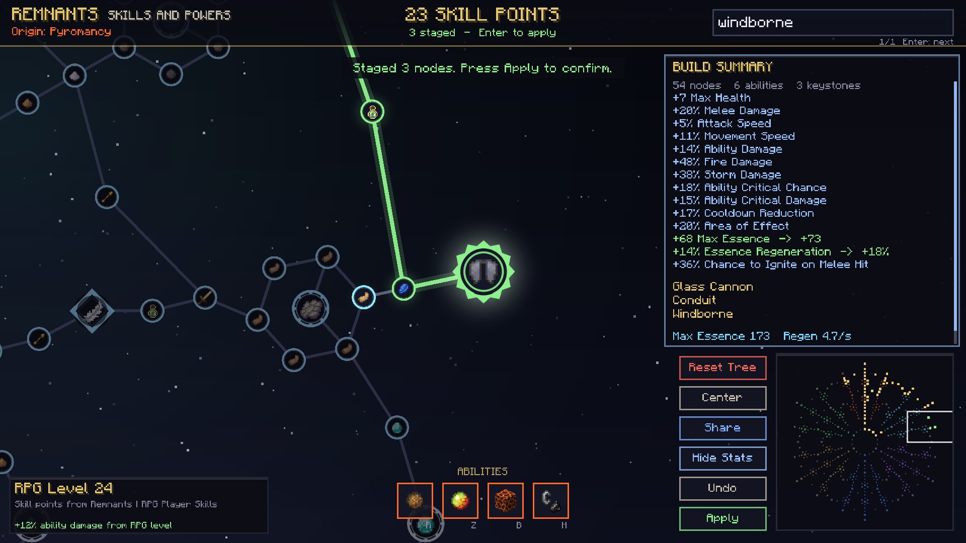 Staged changes with the stat diff