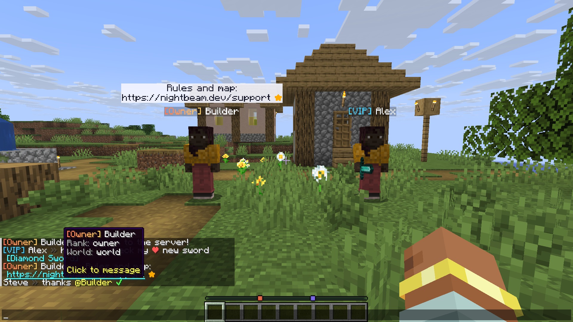 Chat with a hover card