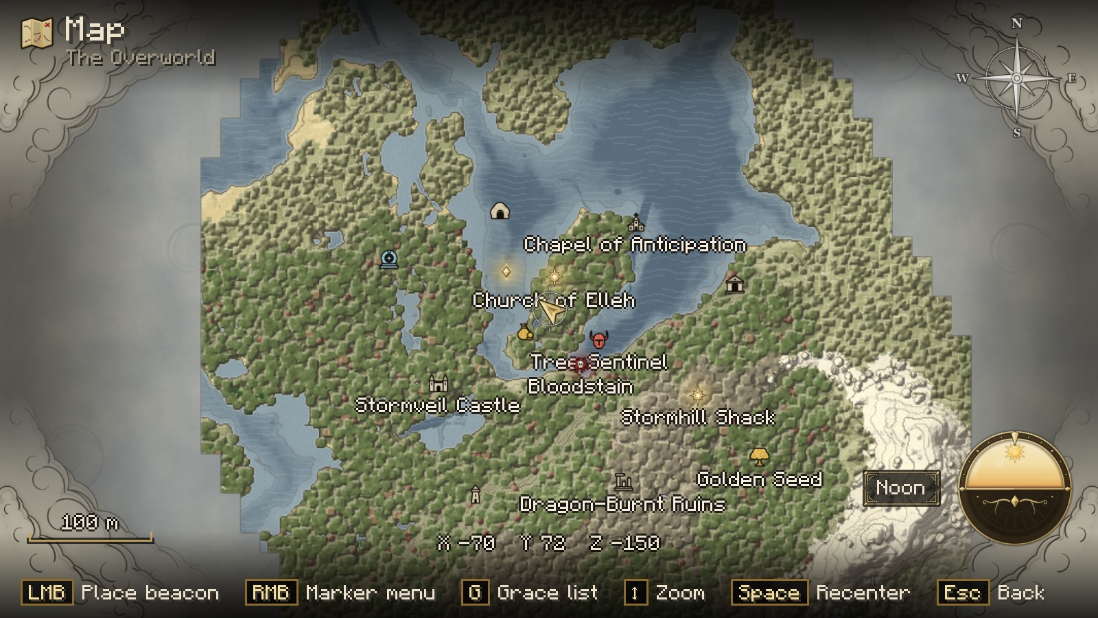 The world map with markers, compass rose and time dial