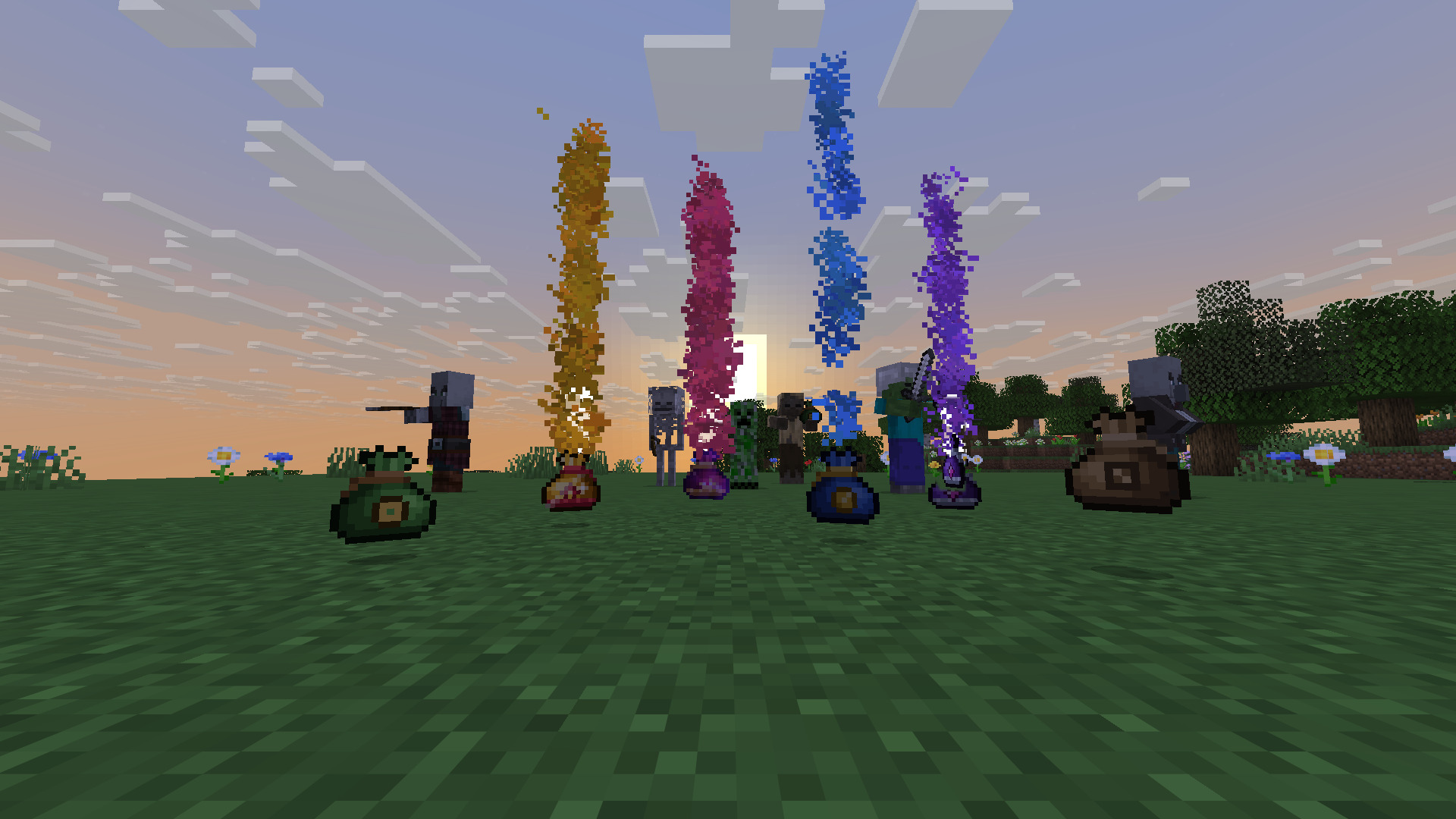 Loot beams at sunset