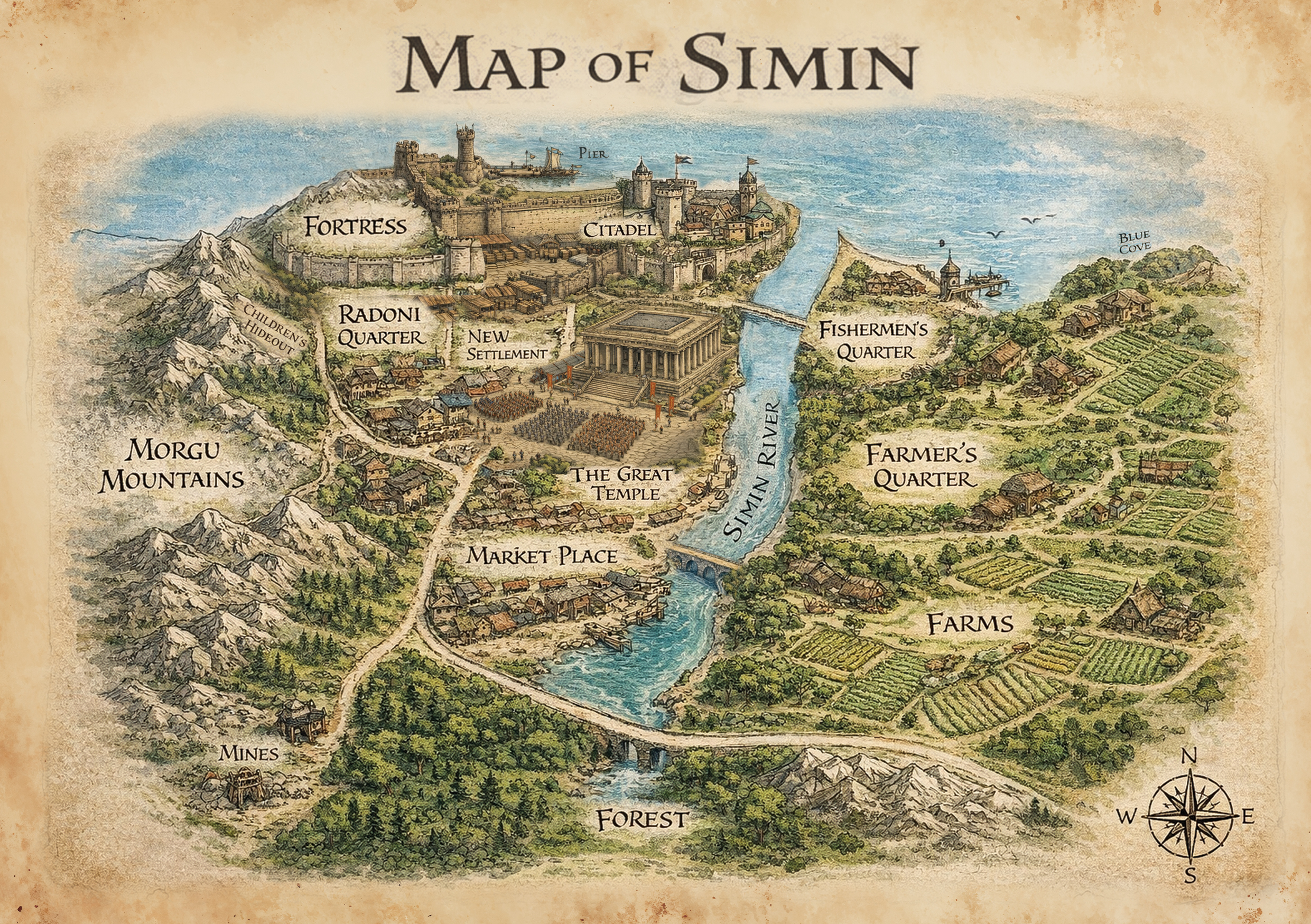 City map of Simin