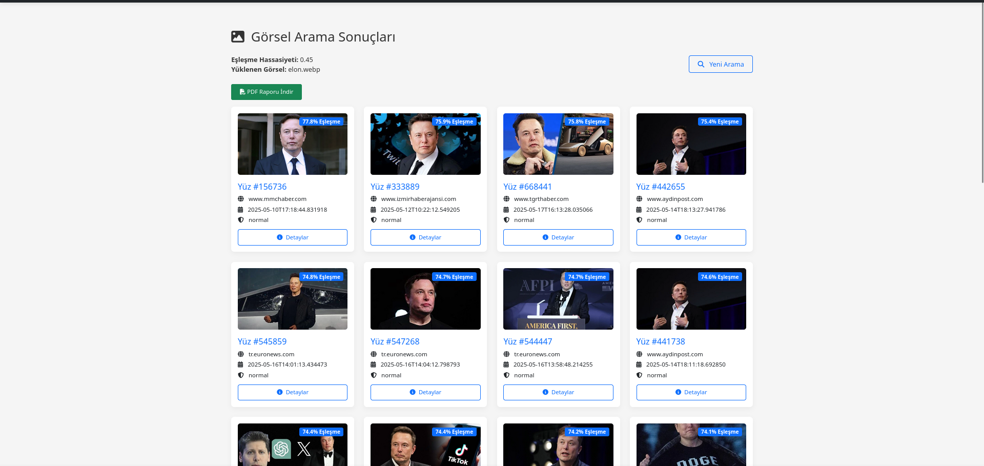 Face Search Results