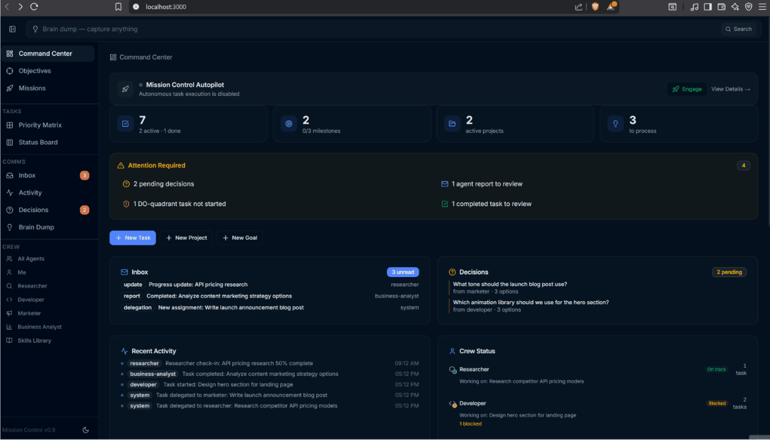 Mission Control Demo