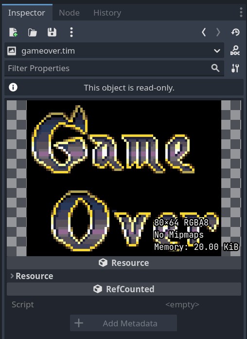 Screenshot of a TIM file imported into Godot