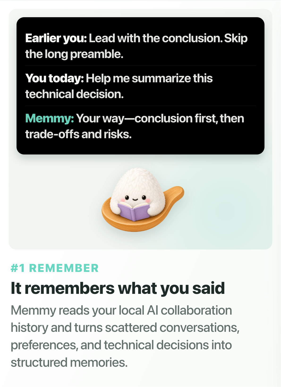Remember: Memmy remembers what you said and turns your local AI collaboration history into structured memory