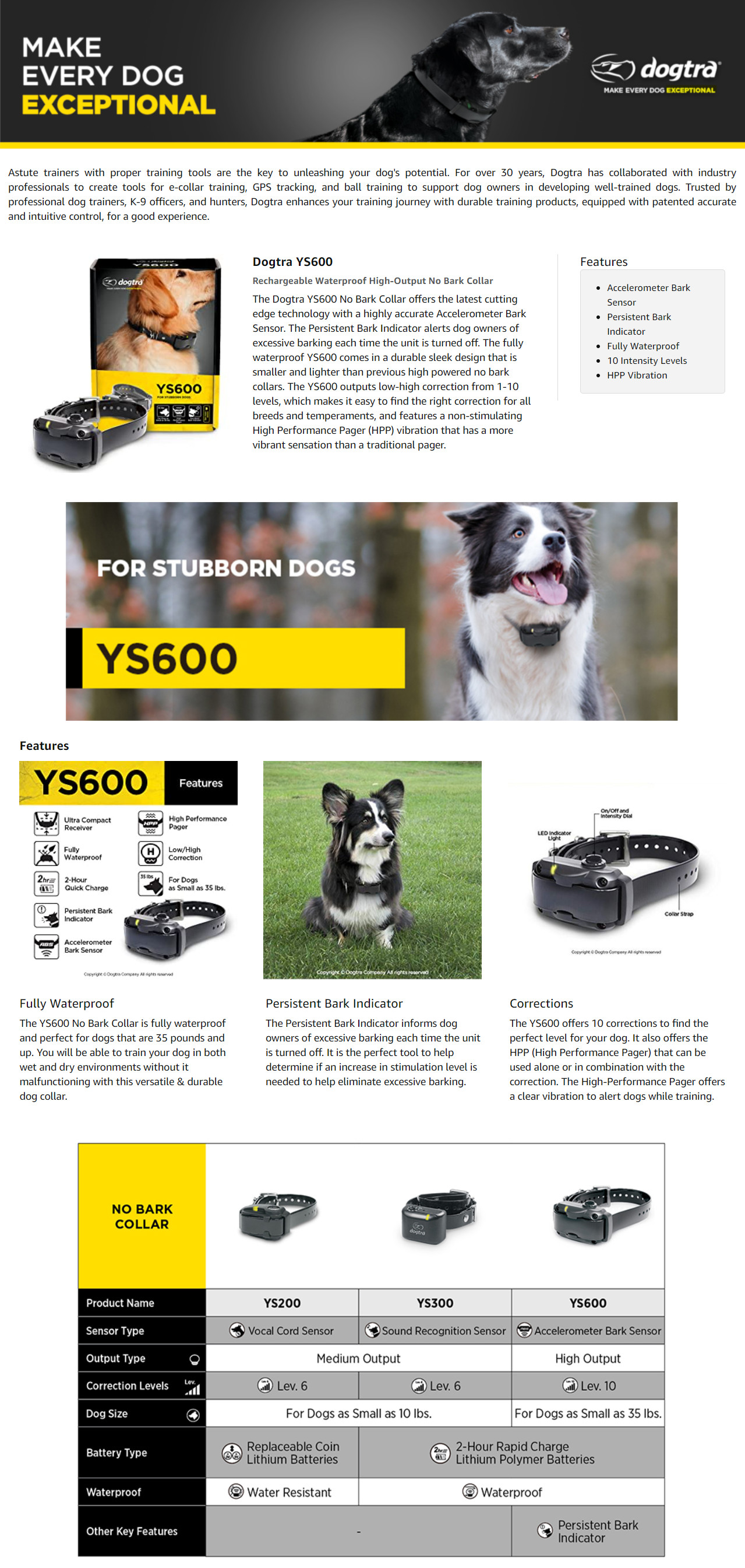 Dogtra YS600 Şarj Edilebilir Su Geçirmez Yükse