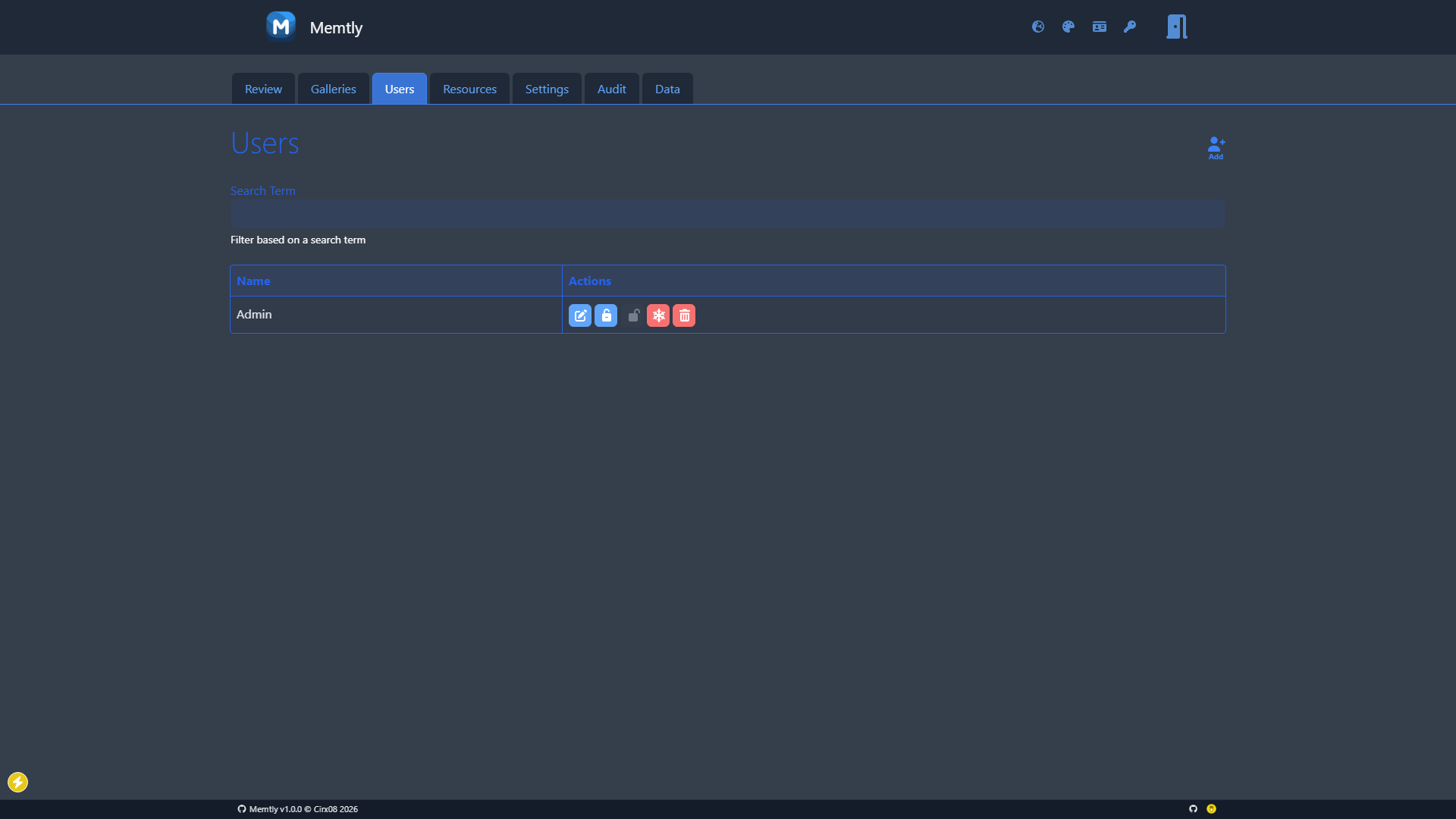 Admin Area - Users Tab