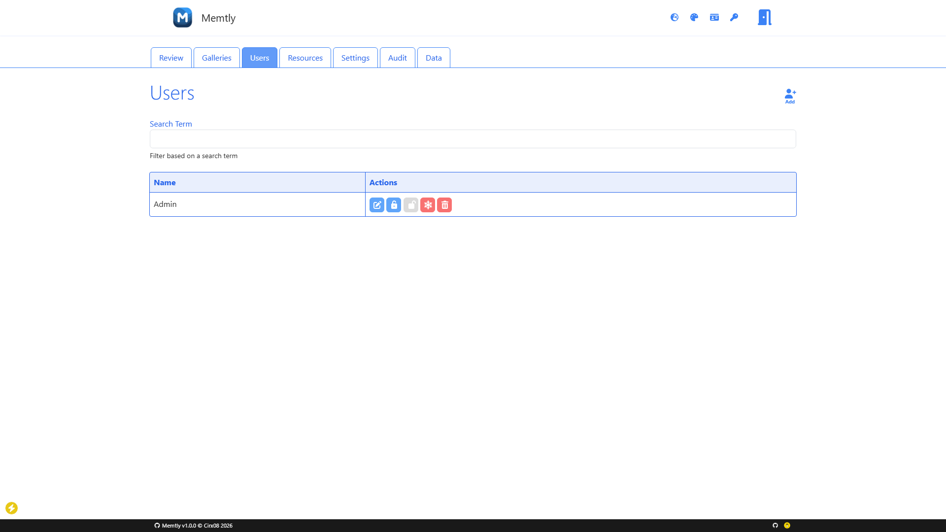 Admin Area - Users Tab