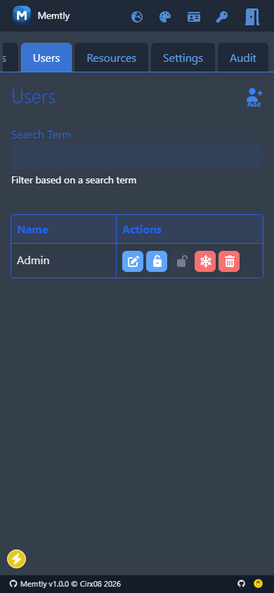 Admin Area - Users Tab