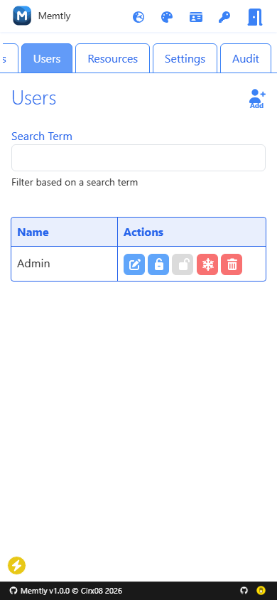 Admin Area - Users Tab