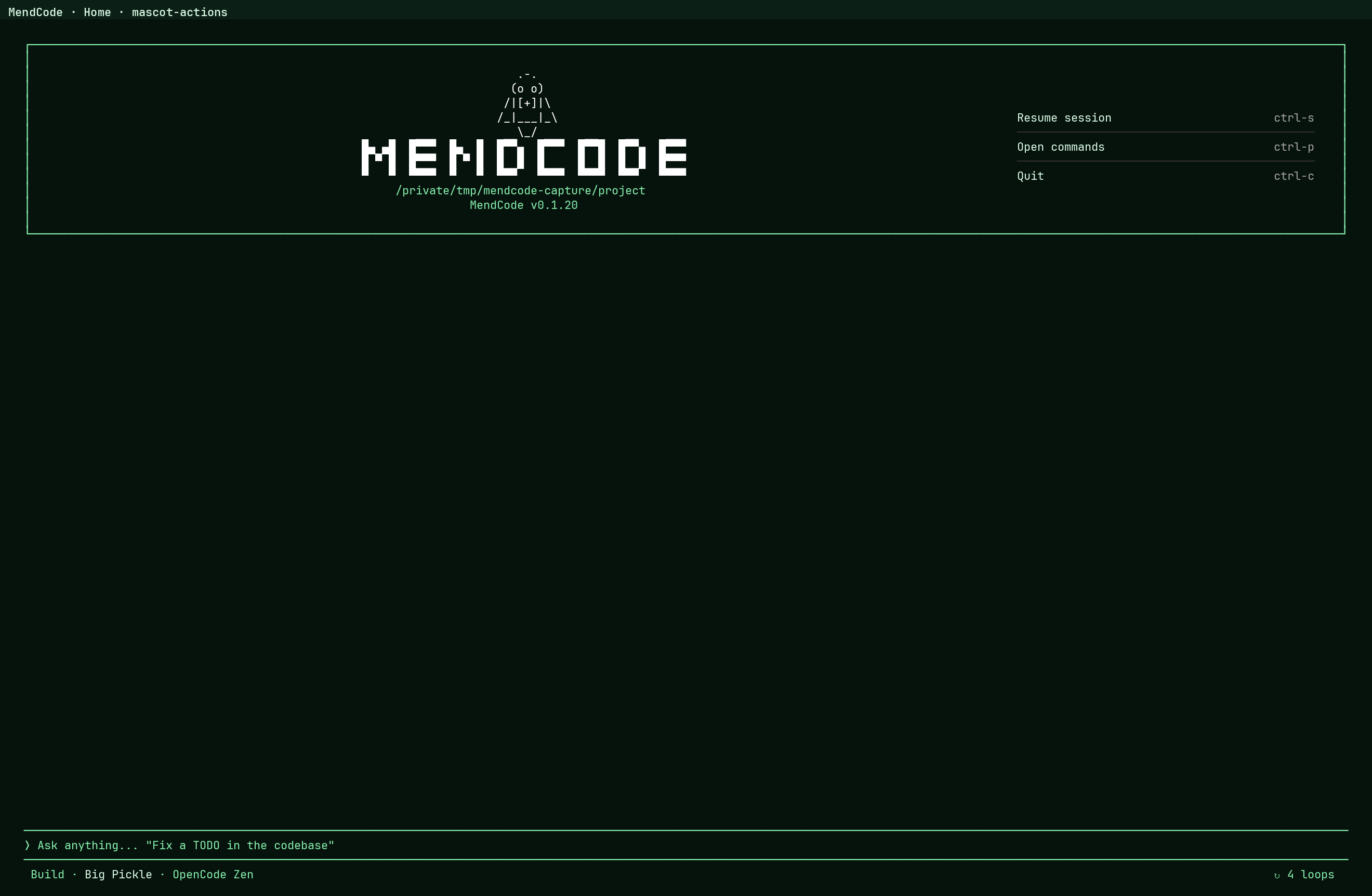 MendCode mascot actions