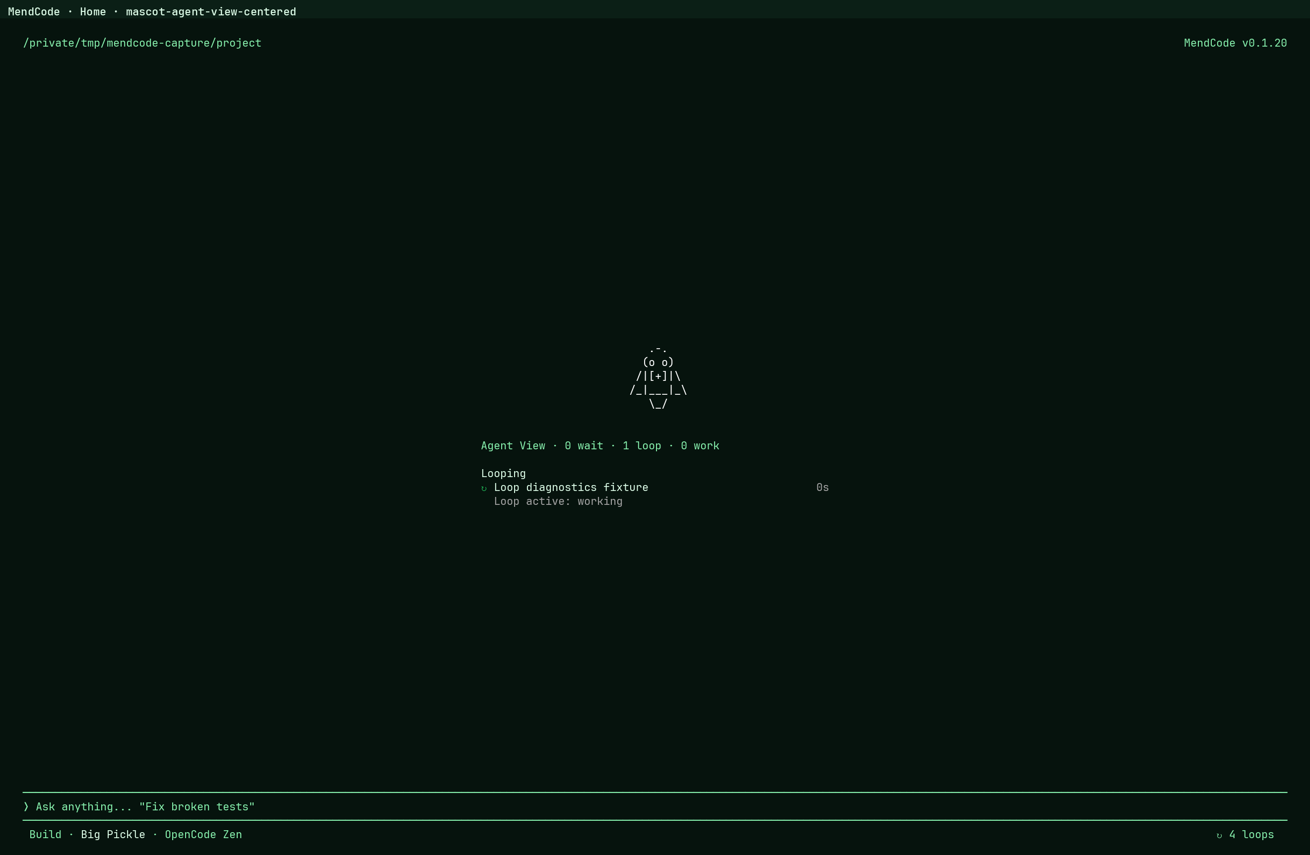 MendCode mascot Agent View