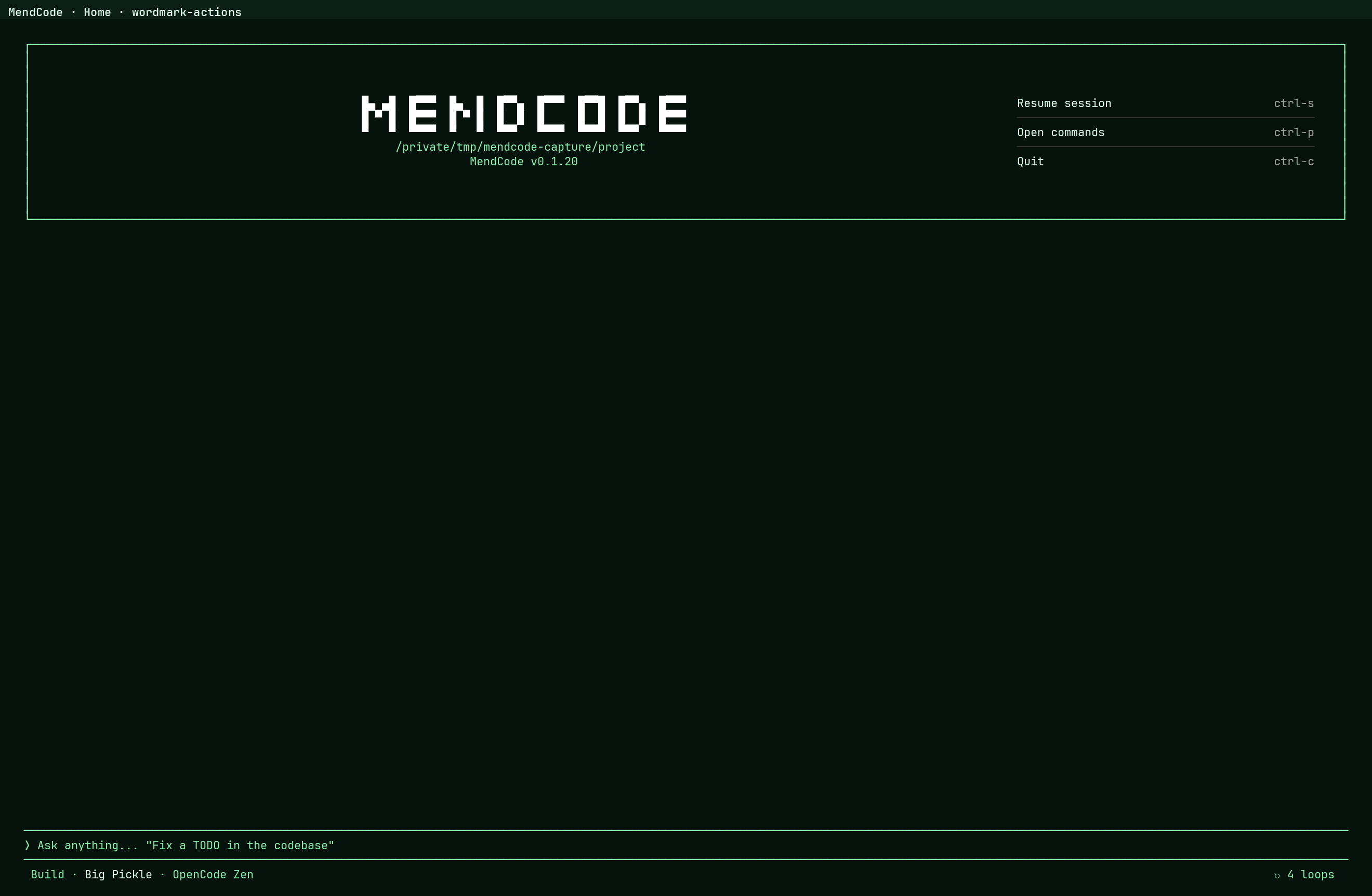 MendCode wordmark actions