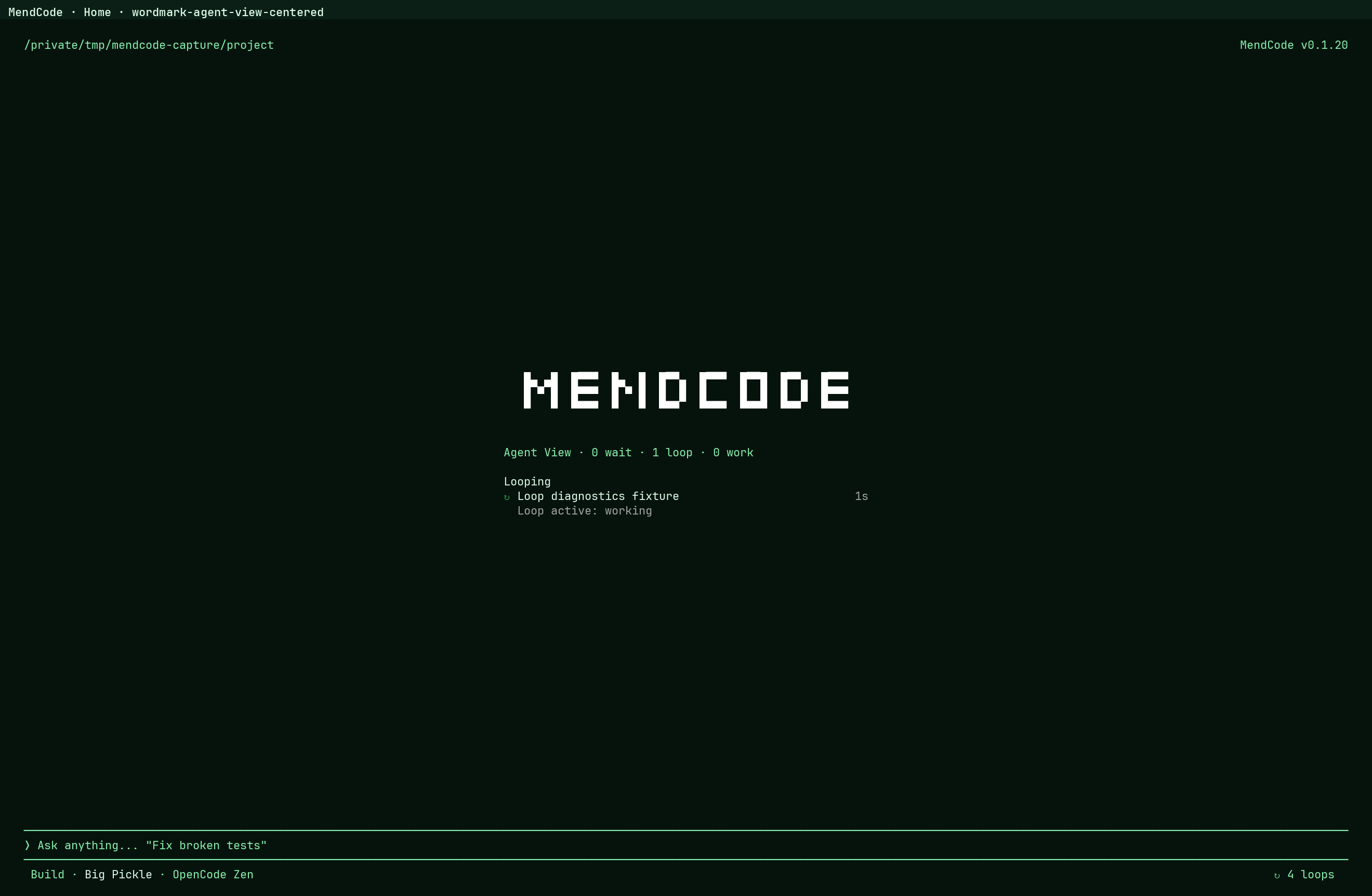 MendCode wordmark Agent View