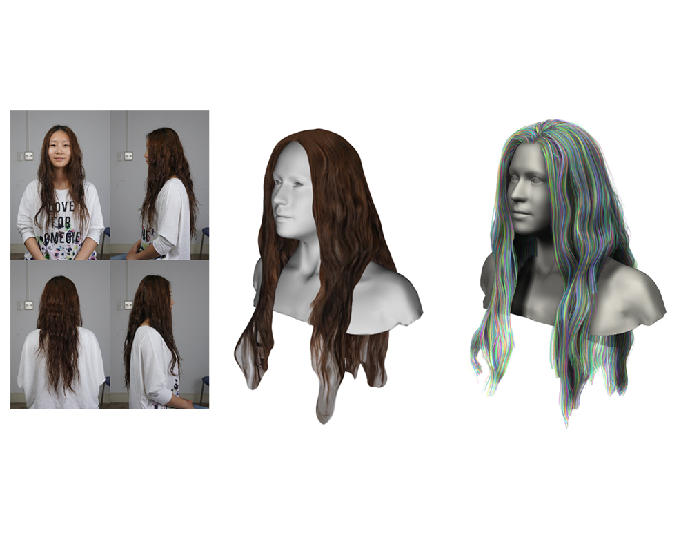 Teaser for A Data-driven Approach to Four-view Image-based Hair Modeling