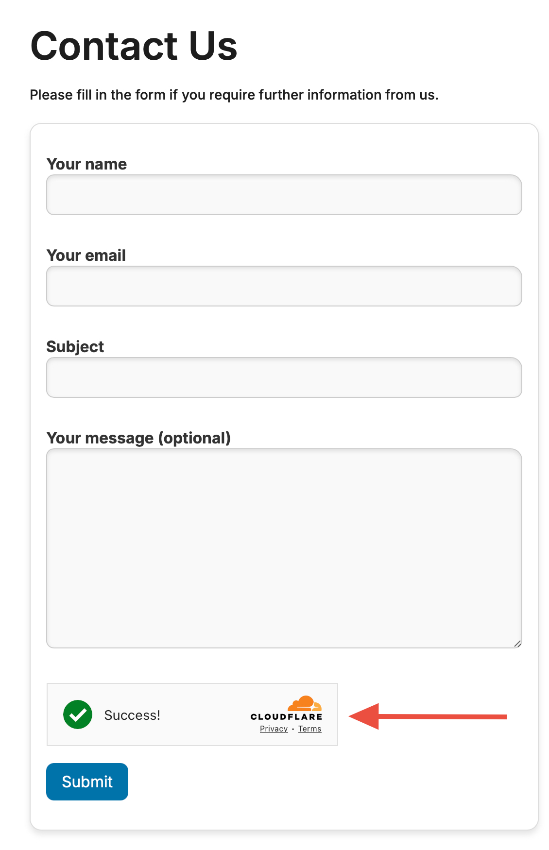 Cloudflare Turnstile in Breakdance Form