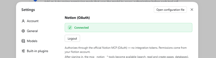 The Notion page showing Connected