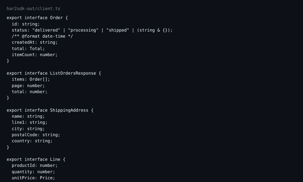 Part of the generated client.ts