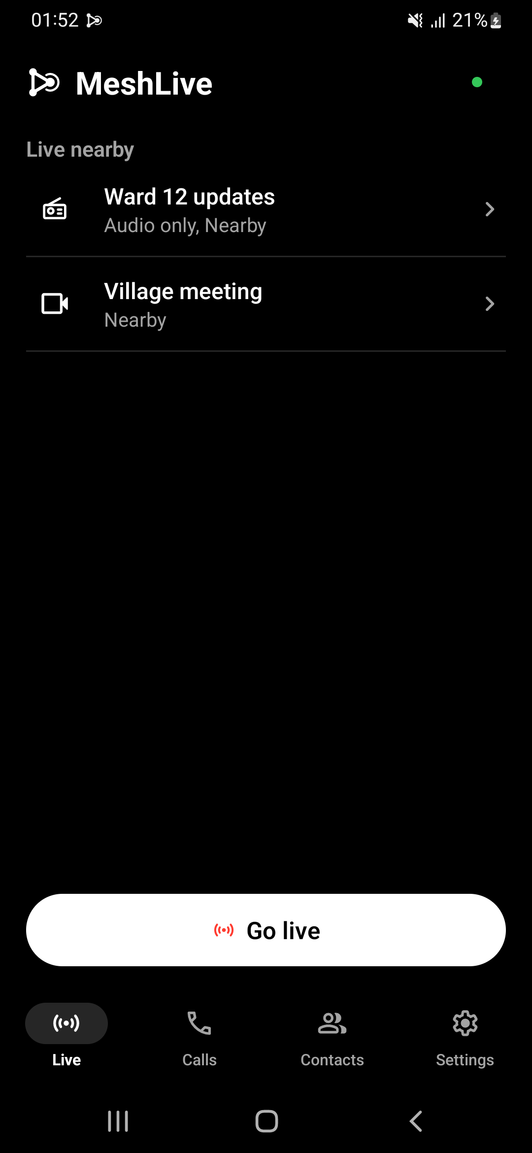 Live nearby: a radio and a video stream