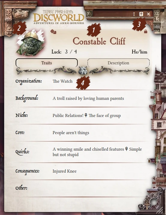 Character Sheet, Normal Mode