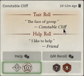 Roll Card, GM Reroll Resolved