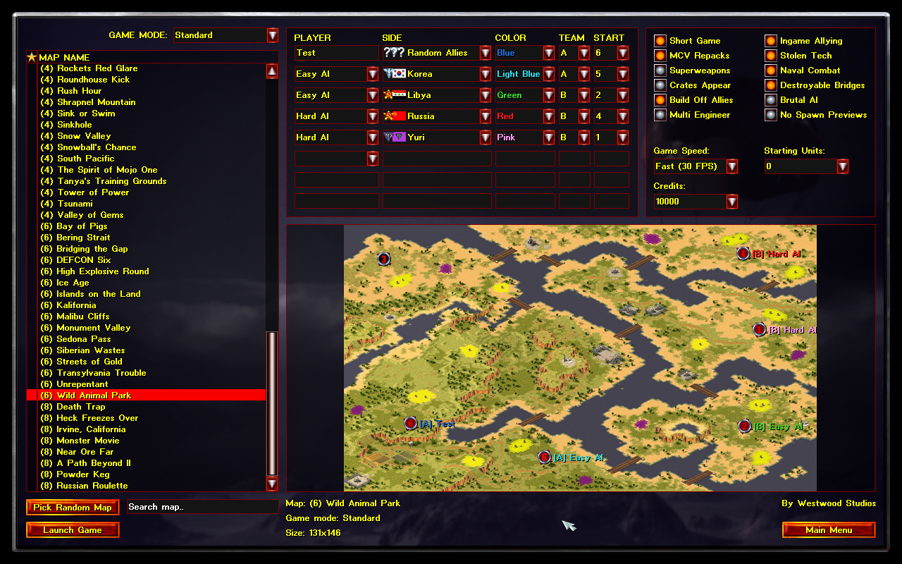 Screenshot of client skirmish game lobby.