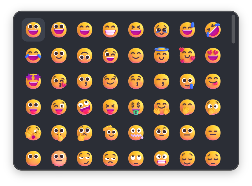 Emoji picker (smiley grid) next to the compose field