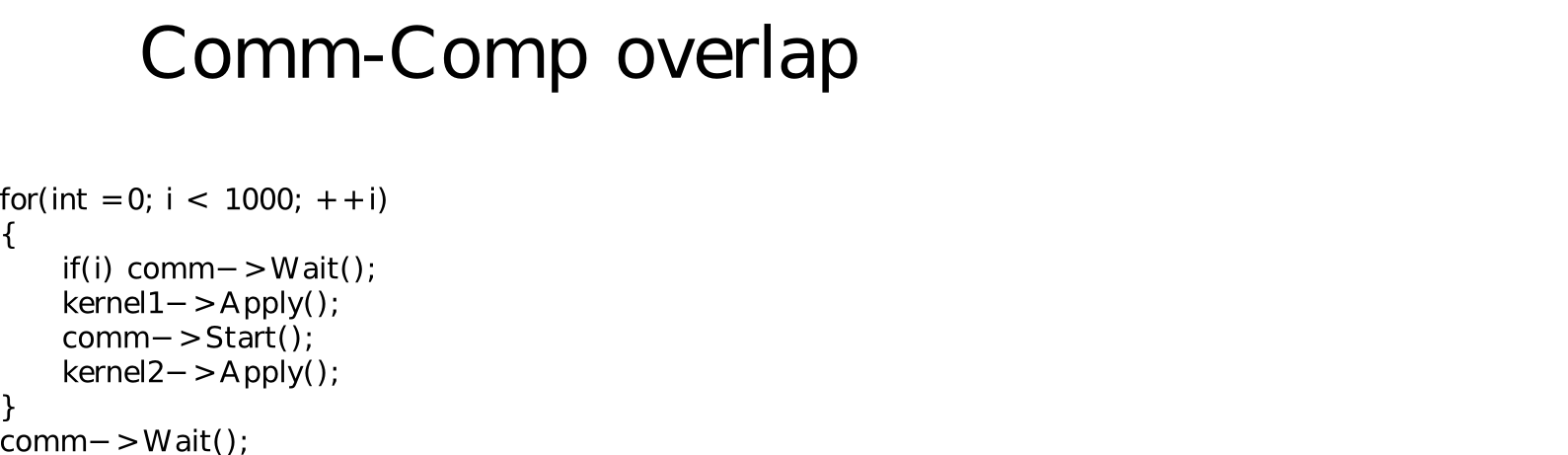 Example toy model testing overlap of comm/comp