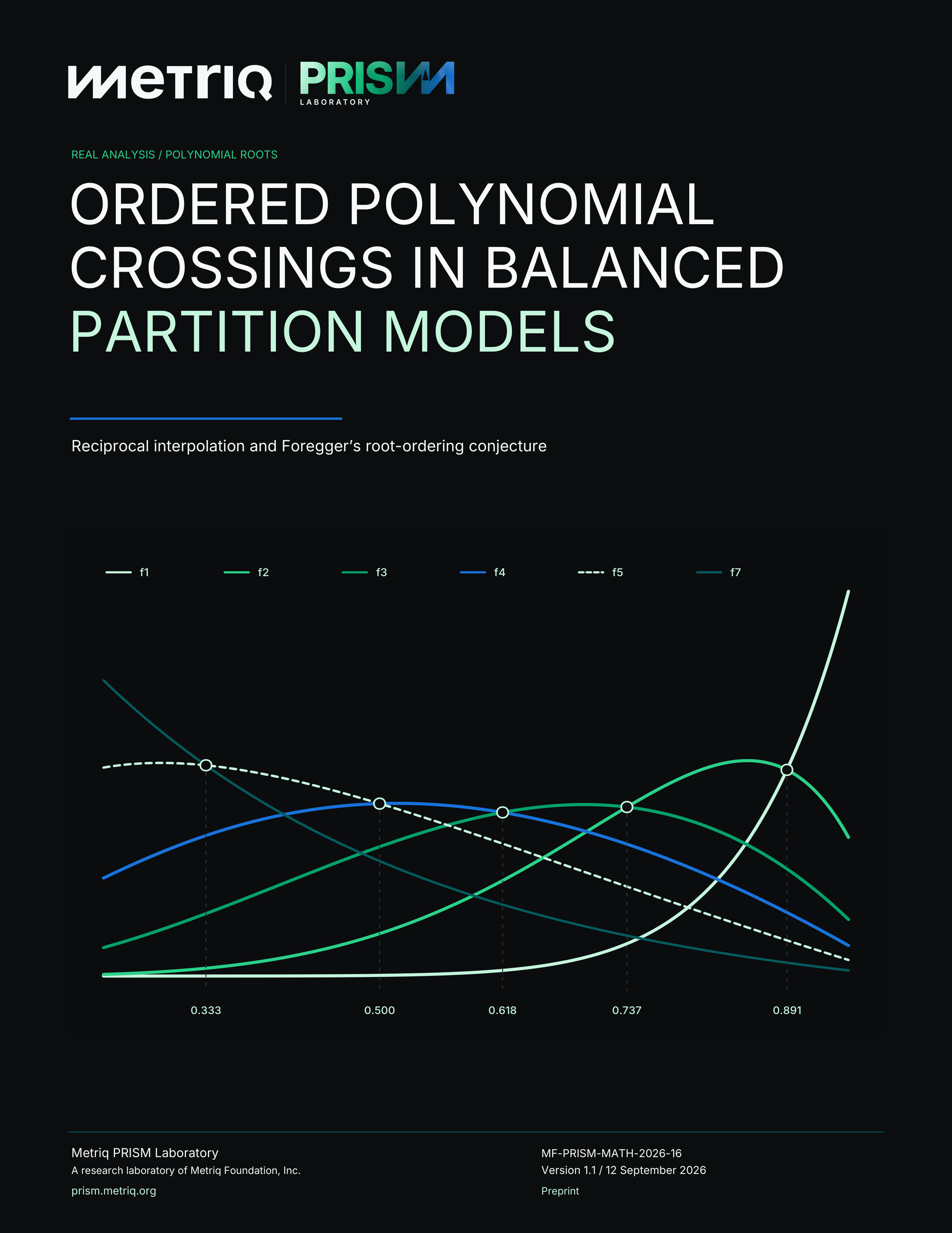 Cover of Ordered Polynomial Crossings in Balanced Partition Models