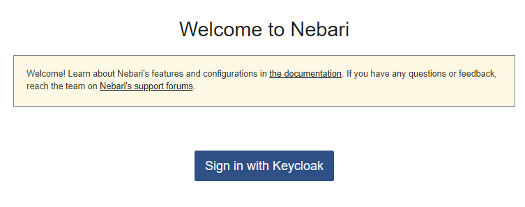 Nebari welcome screen.