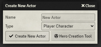 Create New Actor button