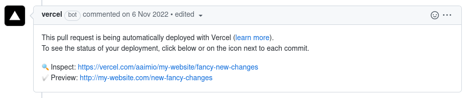 Vercel preview URL comment (new)