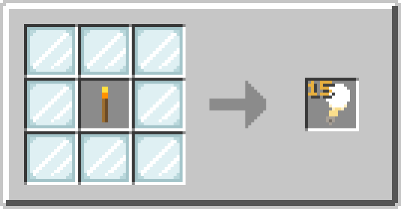 UnseenLight crafting recipe: 8 glass panes around a torch craft one invisible light block