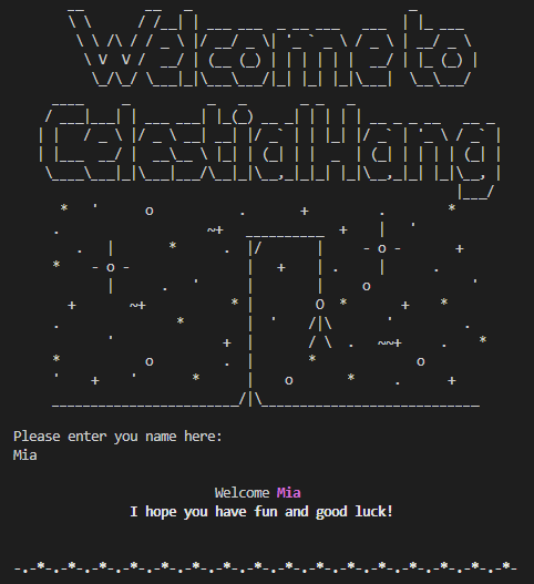 Welcome message