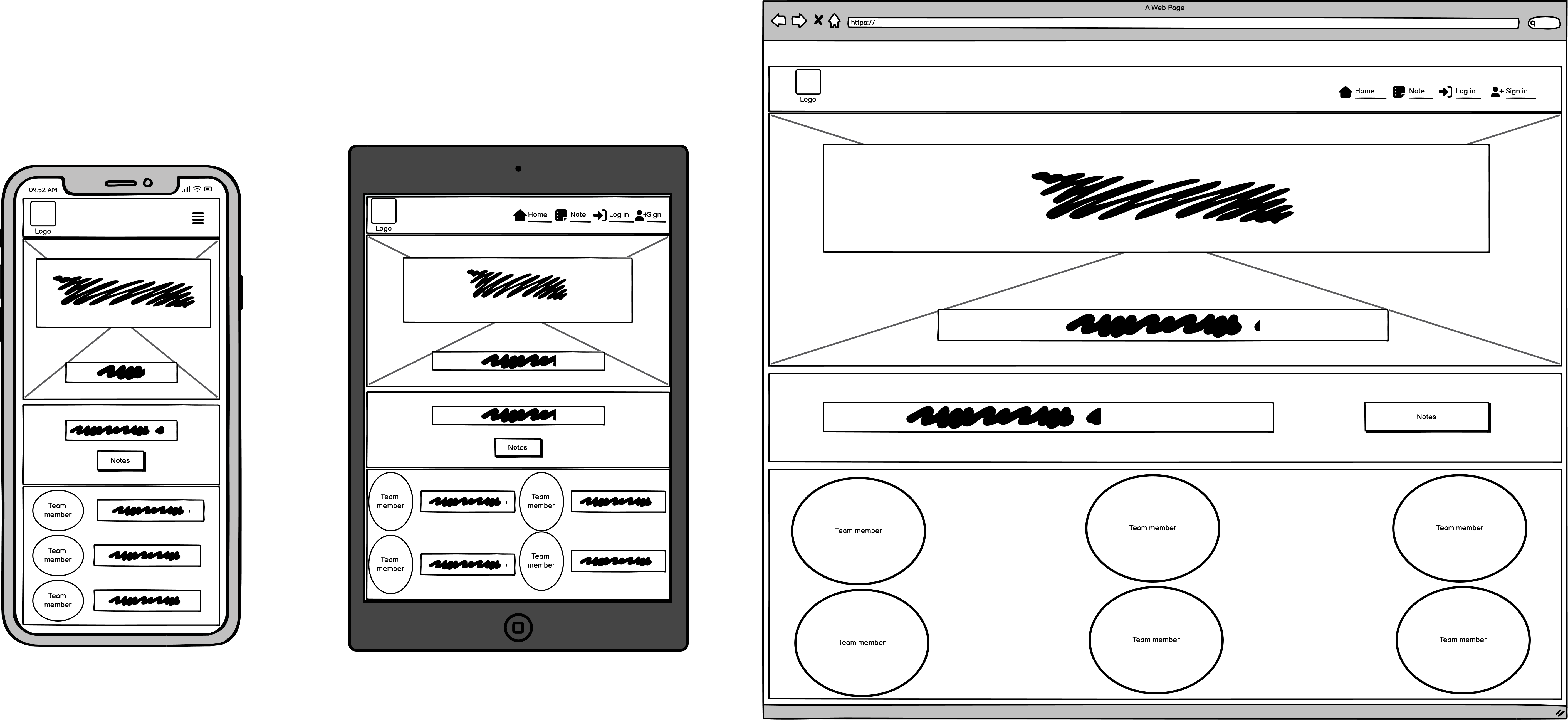 Wireframe for the Landing Page