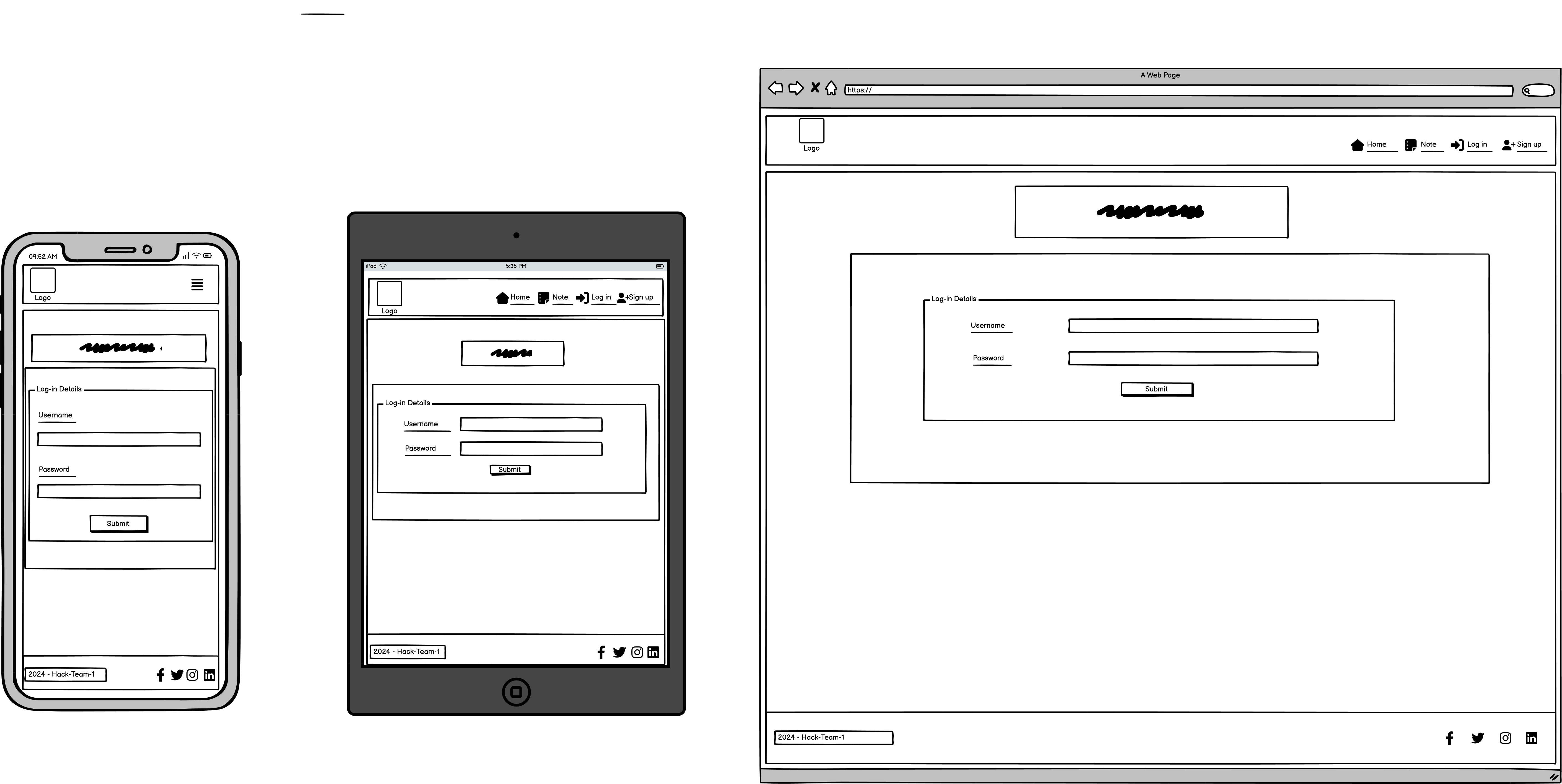 Wireframe for the Login Page