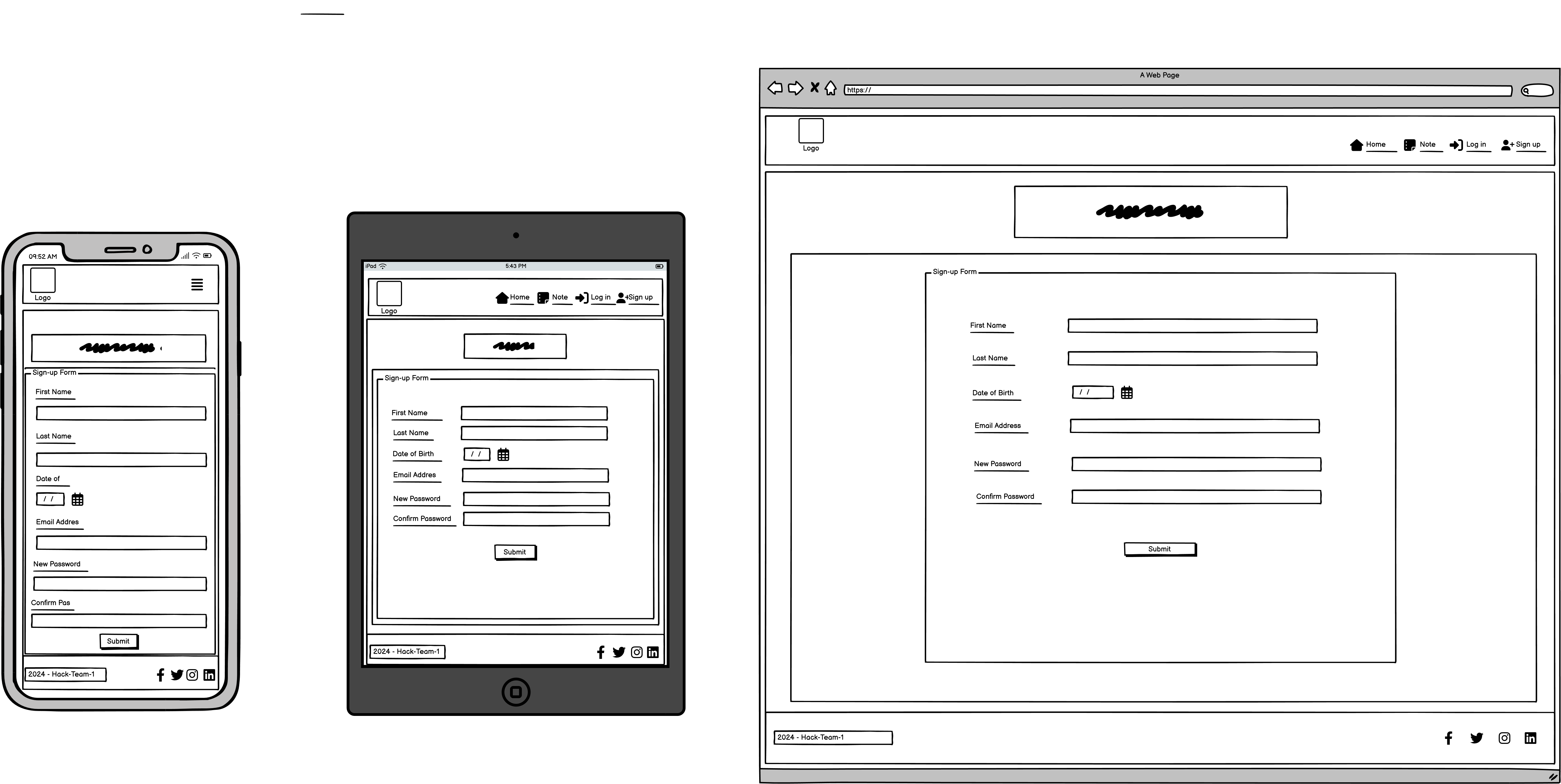 Wireframe for the Sign In Page