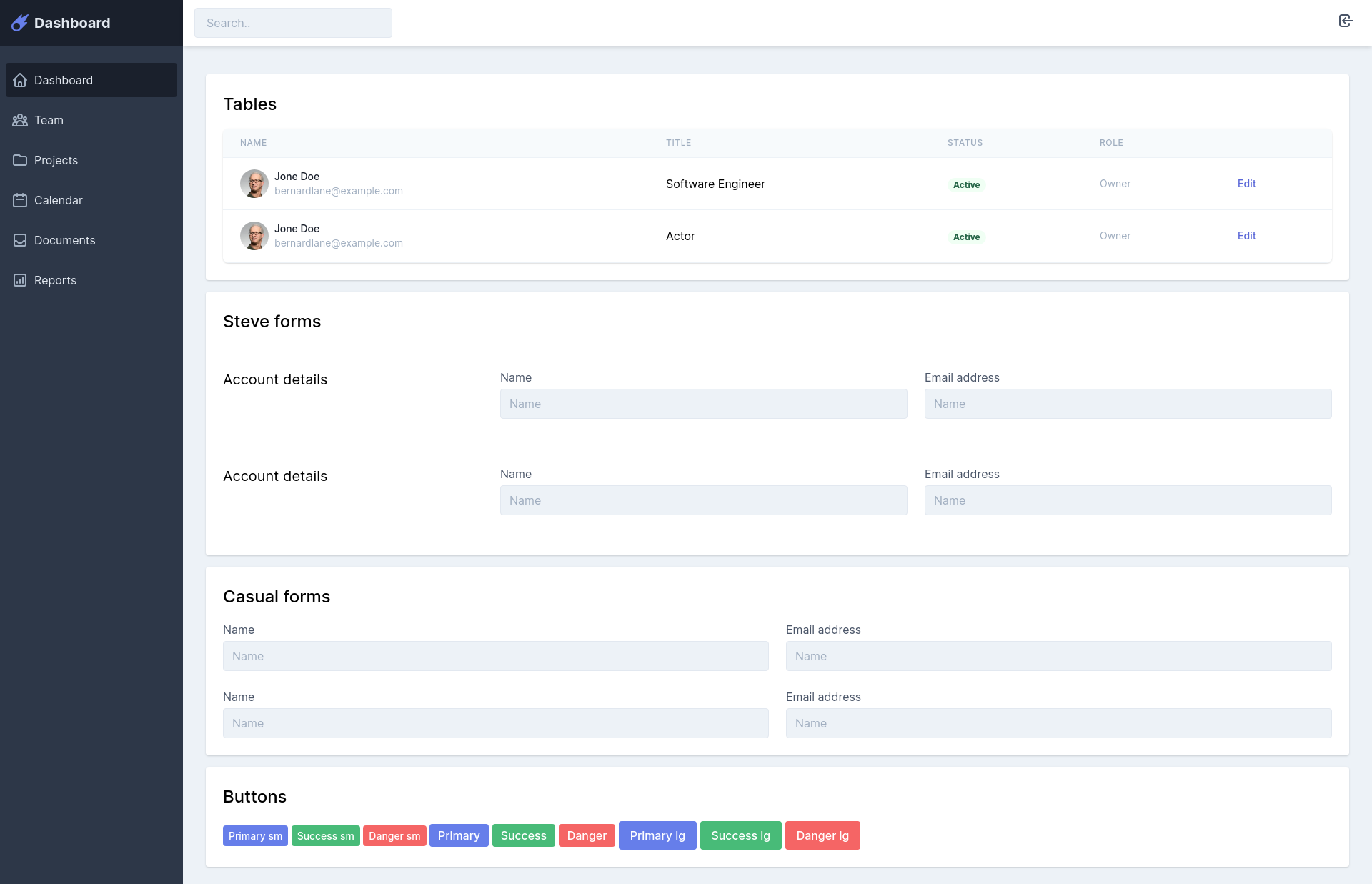 Sidebar Dashboard