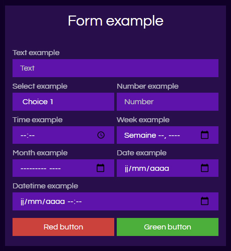 Form example screenshot