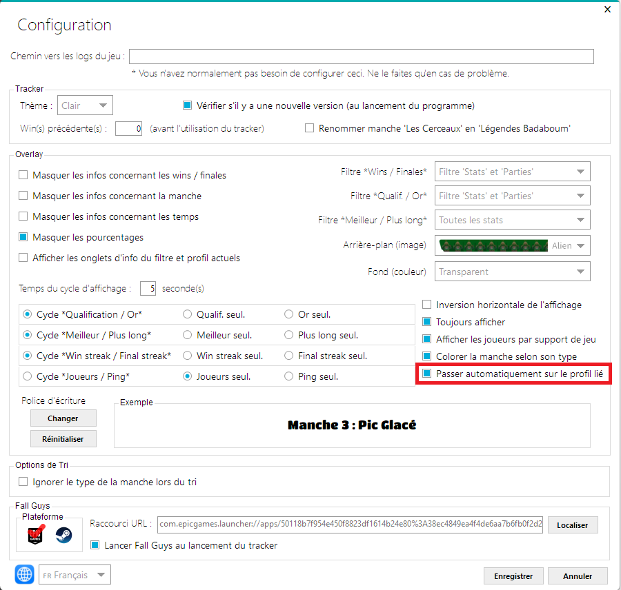 Configuration - Profil lié