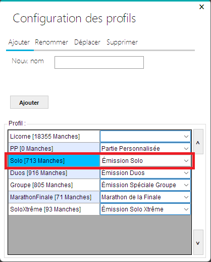 Configuration des profils