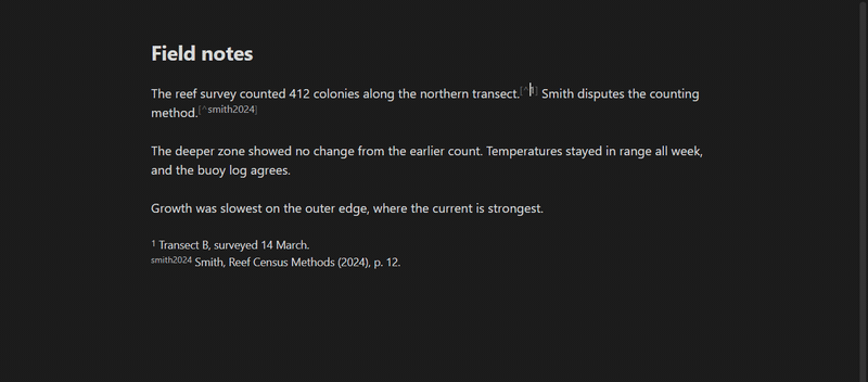 Navigation: on a reference the hotkey opens its definition in the popup; on the definition it jumps back to the reference