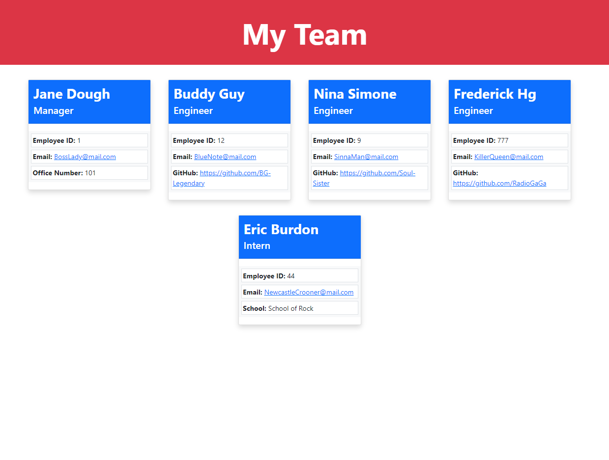 Team Profile Generator Screenshot