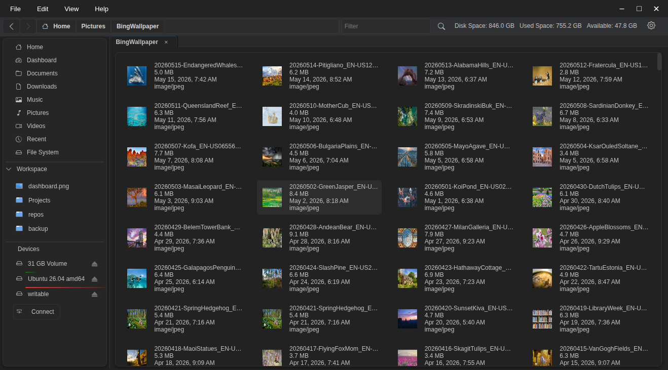 Thumbnails view