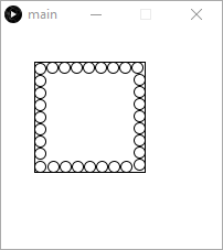 A basic attempt at circle packing the edges with many circles on each edge.