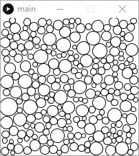 A square window filled with non-overlapping circles.