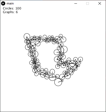 A series of circles cover the edges of a polygon, with lines connecting the circles touching each other.
