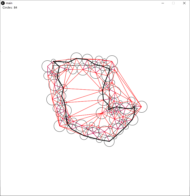 A path roughly follows the edges of a polyline.