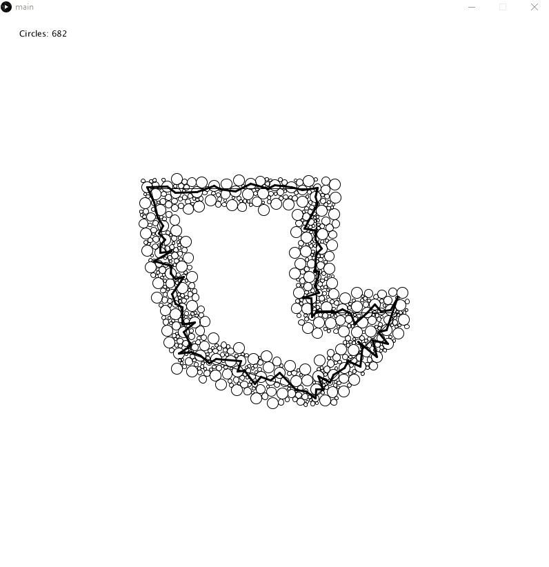 Trees connecting circles pop up in order around a polyline.