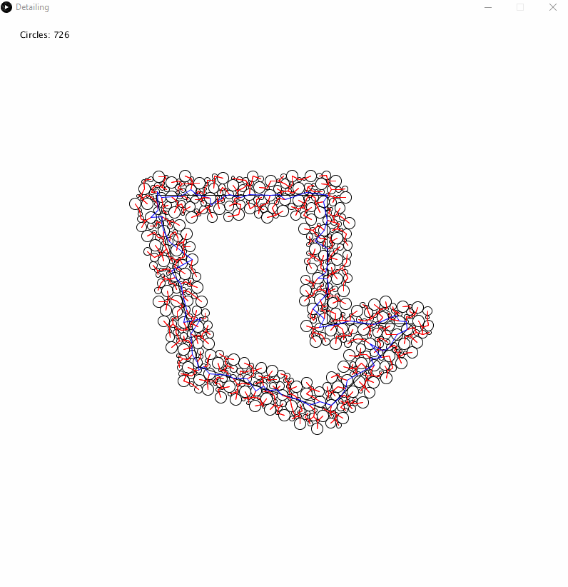 A the image swaps between a smooth-ish curve and a circle packing. They follow similar lines.